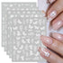 JMEOWIO 12 Sheets Spring White Flower Nail Art Stickers Decals Self-Adhesive Pegatinas Uñas Summer Butterfly Leaf Floral Nail Supplies Nail Art De...