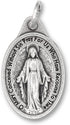 Bulk Pack of 5 - Miraculous Medal Pendant for Necklace -1" Oval Silver Oxidized Miraculous Medals Pendant for Necklace, Medals for Jewelry Catholi...