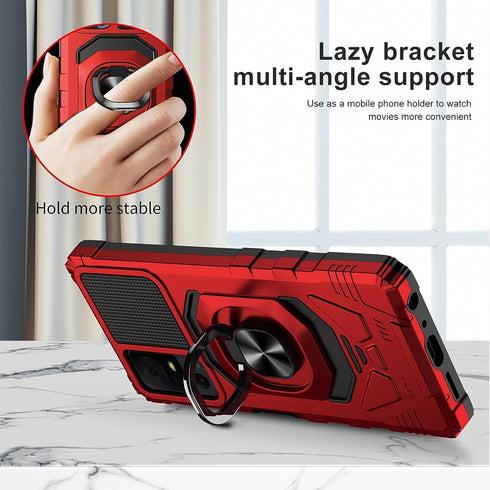 TJS Compatible for TCL 40 XL Case, TCL 40 T T608DL Case, Lively Jitterbug Smart4 Case, with Tempered Glass Screen Protector, Metal Ring Kickstand ...