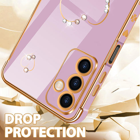 Petitian for Samsung Galaxy A14 5G Case, Cute Women Girls Bling Glitter Heart Designed Phone Cases for Galaxy A14 5G, Girly Gold Plating Phone Cov...