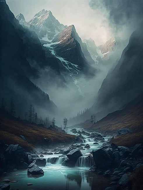 MOER SKY Mountain Landscape 5D Diamond Painting Kits, Diamond Painting Full Round Diamond Crystal Art Kits for Adult and Kids for Wall Decor and G...