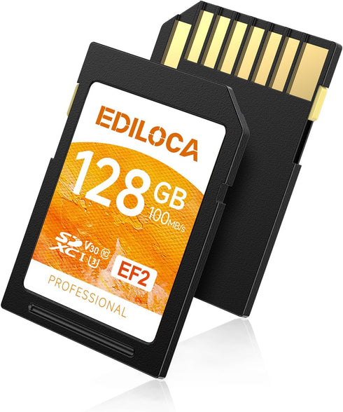 EF2_128GB UHS-I SD Card UHS-I Memory Card Fast Storage, Read Speed 100MB/s, Write Speed 90MB/s, C10, U3, V30, Full-HD & 4K Video, SD Card, Must-Ha...