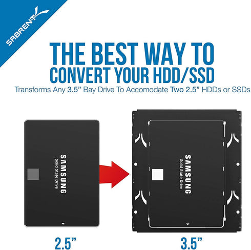 SABRENT 2.5 Inch to 3.5 Inch Internal Hard Disk Drive Mounting Bracket Kit (BK-HDDH)...