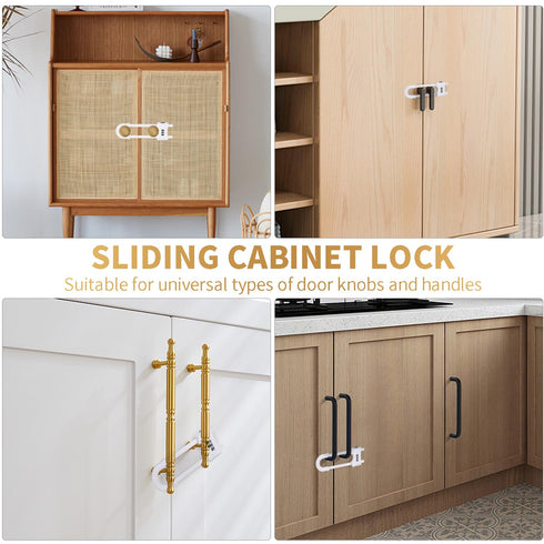 4 Pack U-Shaped Sliding Cabinet Locks Multifunctional Child Safety Lock Adjustable Baby Proof Clips for Home Cabinets Refrigerator Doors Cabinet K...