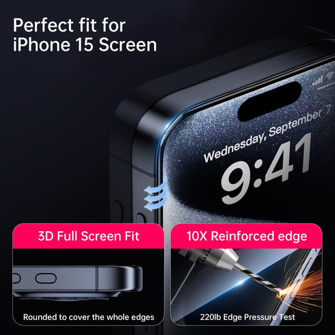 X-it 2-Pack Privacy Screen Protector for iPhone 15(6.1"), 9H+ Tempered Glass, Auto-Dust Removal, Military Grade Protection, Bubble-Free, Full Cove...