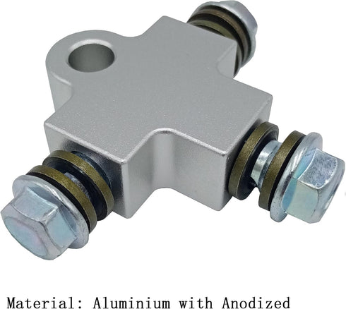Motorcycle Hydraulic Brake Line Tee Hose Connector 3 Way Adapter with M10 Banjo Bolt(Square Shape)...