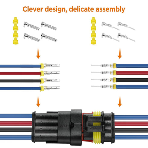 352Pcs Waterproof Car Electrical Connector Terminals Automotive Electrical Wire Connector Plug Kit 1/2/3/4 Pin Connectors Male and Female...