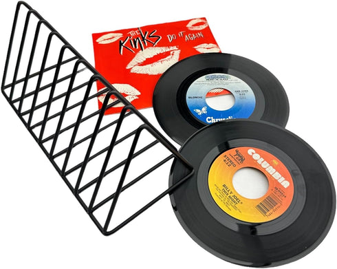 45rpm Vinyl Record Storage Rack - Premium 7inch Holder Stand Metal Wire Display Holds up to 50 Album Lp's - Simple and Contemporary Shelf Concept ...