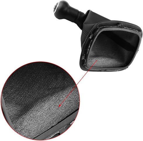 Manual Black Gear Shifter Knob Kit 5 Speed Gear Shifter Knob Gaiter Boot Cover Leather Gear Stick Cover Dust-Proof Replacement...
