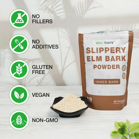 ECO-TASTE Slippery Elm Powder for Gut-Health, Pure Inner Slippery Bark Powder 2000mg per Serving, Vegetarian - 226 Grams...