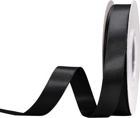 YAMA Black Double Face Satin Ribbon 5/8" 25 Yards Black Ribbon for Gift Package Wrapping,Floral Design,Hair Bow Clip Making,Crafting,Sewing,Weddin...