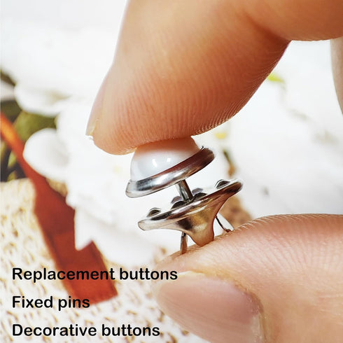 6 Pcs Mini No Sew Pearl Buttons Anti Exposure Fixed Brooches Cover up Buttons Detachable Reusable Multi-purpose for Clothes(White,10mm)...