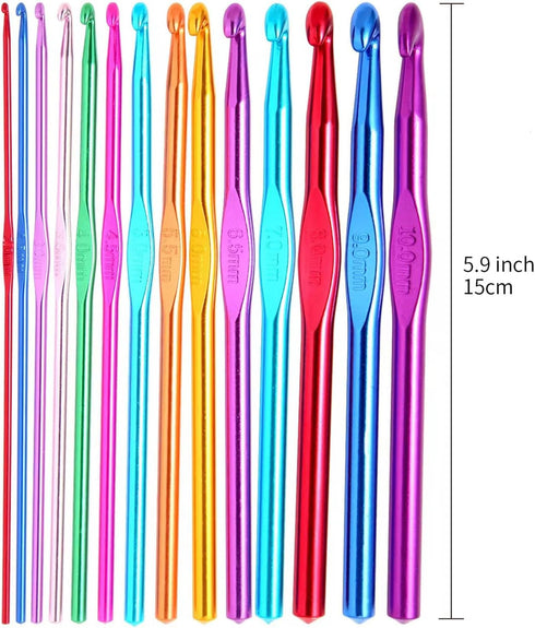 MREIYREI 14PCS Crochet Crochet Sleeve, high Quality Color Aluminum Ergonomic Handle Crochet for Arthritic Hands, Crochet for Arthritic Hands, Beau...
