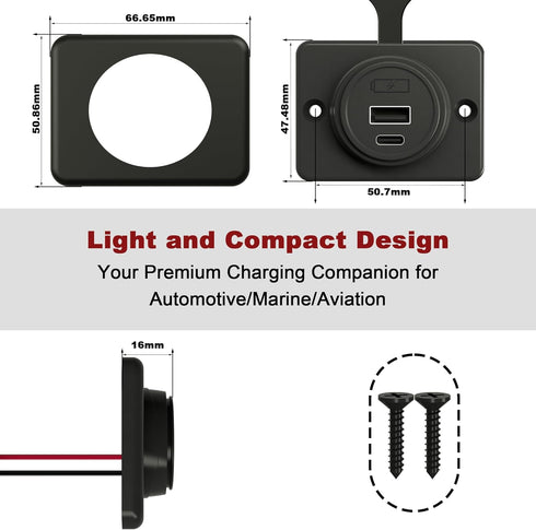 12 Volt USB Outlet Power Socket, DAMAVO YM1288 Cigarette Lighter Socket Car Charger USB Port for Car, Bus, RV, Boat, Automotive Marine ATV Truck G...