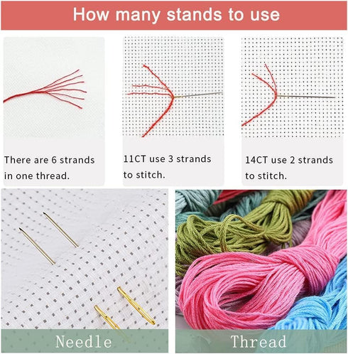 Leczany Cross Stitch Stamped Kit for Beginner - Golden Tree | DIY Embroidery Starter Patterns Craft Kit Needlepoint for Adults or Kids | 11CT, 3 S...