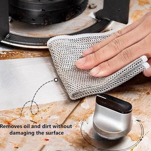 Multipurpose Wire Dishwashing Rags for Wet and Dry, 2024 New Stainless Steel Dish Washing Net Mesh Cloth, Metal Cleaning Cloth for Kitchen Washing...