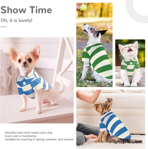 2 Pieces Stripe Dog Shirts Breathable Polo T-Shirts for Small Dogs Cats Girl Boy Puppy Sweatshirt for Chiuahaha Poodle Teacup Shihtzu Yorkie Small...