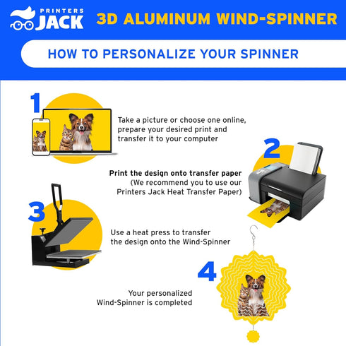 Printers Jack 2 Pack 10 Inch Sublimation Wind Spinner Blanks, 3D Aluminum Wind Powered Kinetic Sculpture, Spinner Suspension Trim for Yards & Gard...