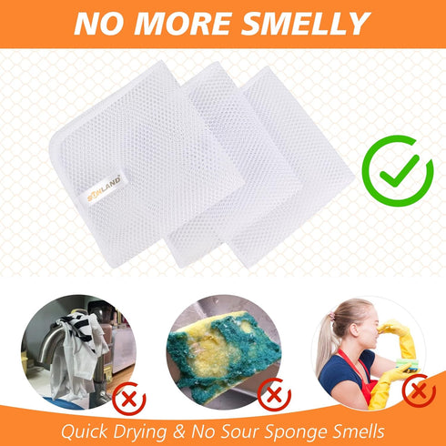 SUNLAND Netted Dish Cloths for Washing Dishes No Odor Dishes Scrubber for Kitchen-Fast Drying and Easy to Clean Mesh Dish Cloth 6 Pack 12Inch x12I...