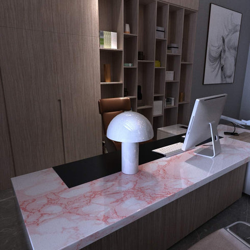 Marble Paper Granite Pink/White Roll Peel and Stick Wallpaper for Table Kitchen Countertop Cabinet Shelf Drawer Self Adhesive Vinyl Counter Top Co...