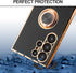 Shockproof Case for Samsung Galaxy S24 Ultra, with 360° Rotatable Ring Holder Magnetic Kickstand, Plating Rose Gold Edge Slim Soft Protective Cove...