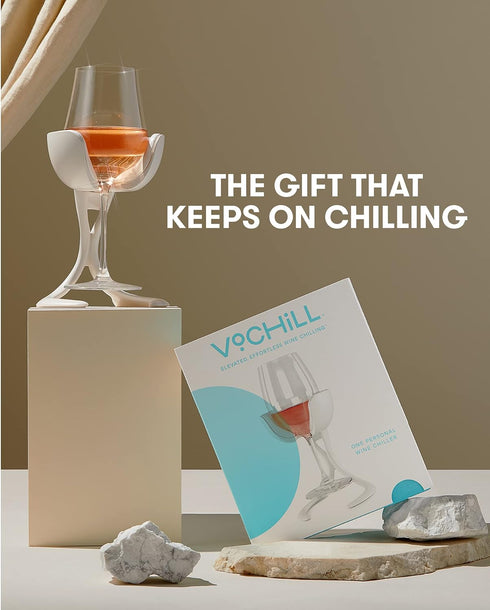 VoChill Stemmed Wine Glass Chiller | Made in USA | Radically cool wine tool – keeps wine perfectly chilled in your glass | Refreezable Chill Cradl...
