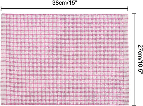 uxcell Cotton Terry Small Kitchen Dish Cloth, Absorbent and Quick Drying Cleaning Dish Rags, 15 x 10.5 Inches, Pack of 6, Pink...