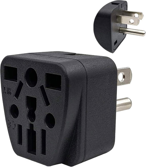 US Travel Plug Adapter EU/UK/AU/in/CN/JP/Asia/Italy/Brazil to USA (Type B), 3 Prong Grounded USA Wall Plug, International Mini Travel Adapter and ...