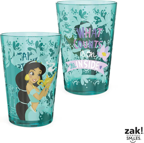 Zak Designs 14.5oz Disney Princess Nesting Tumbler Set Includes Durable Plastic Cups, Fun Drinkware is Perfect for Kids, 4pk ( Belle & Jasmine & A...
