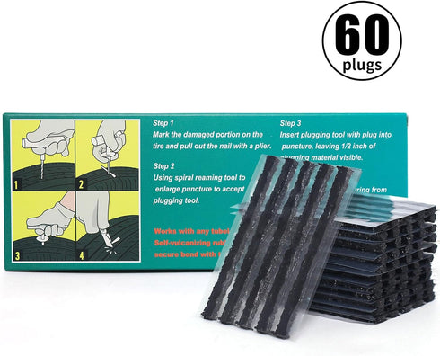 Tire Plugs Heavy Duty (4", 60pcs), Automotive Tool Tire Repair Plugs for Tubeless Off-Road Tires Car, ATV, UTV, Jeep, Mower.etc.....