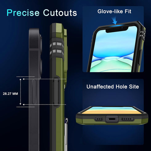 DEERLAMN for iPhone 11 Case with Slide Camera Cover+Screen Protector(2 Packs),Rotated Ring Kickstand Military Grade Shockproof Protective Cover-Ol...