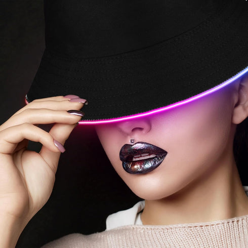 2 Pcs LED Light up Bucket Hat Set LED Light up Bucket Hat LED Bucket Hat for Men and Women Unisex (Black, Neon)...