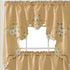 GOHD Cutwork Floral. Kitchen Curtain Set. Swag Valance and Tier Set. Nice Embroidery on Faux Silk Fabric with cutworks. (Bronze)...