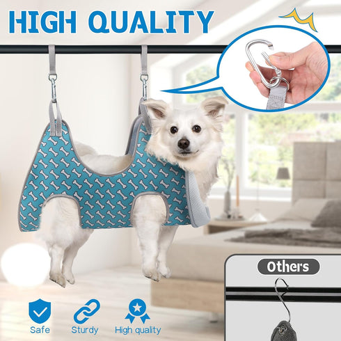 Supet Dog Grooming Hammock for Small Dogs Cat, Relaxation Pet Grooming Hammock Restraint for Nail Trimming (Coral Blue, S? Legs Spacing?7-10.2" / ...
