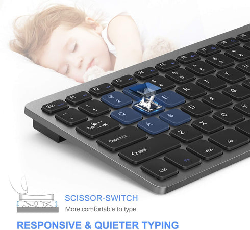 Compact Wireless Keyboard Mouse, 2.4GHz Ultra Thin Small Wireless Keyboard Mouse Combo for Desktop, Laptop (Black and Gray)...