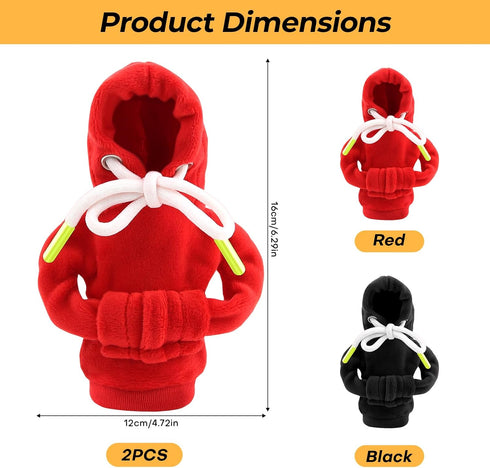 2 Pcs Upgraded Universal Gear Shift Hoodie for Gearshift, Automotive Interior Accessories (Red and Black), Car Shift Knob Hoodie, Funny Car Gear S...