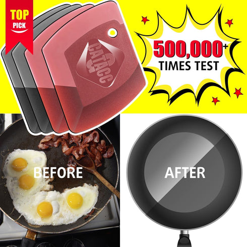 Pan Scrapers Set, 4 Pack Non Scratch Flexible Dish Scraper Tools with Soft Silicone Edge and Hard Plastic Edge for Cleaning Cast Iron Skillets, Co...