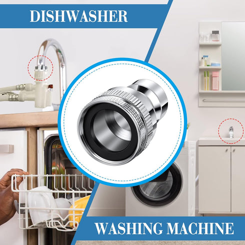 Dreyoo 2 Pcs Dishwasher Faucet Adapter, Dishwasher Snap Adapter Connection 15/16-27Male or 55/64-27Famale Chrome (No Filter)...