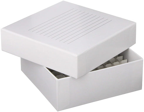 Globe Scientific 3092-1 Cardboard Storage Box for up to 2" Tall, 12mm Wide Tubes, 100 Place, 10x10 Format, 134mm Length, 134mm Width, 47mm Height...