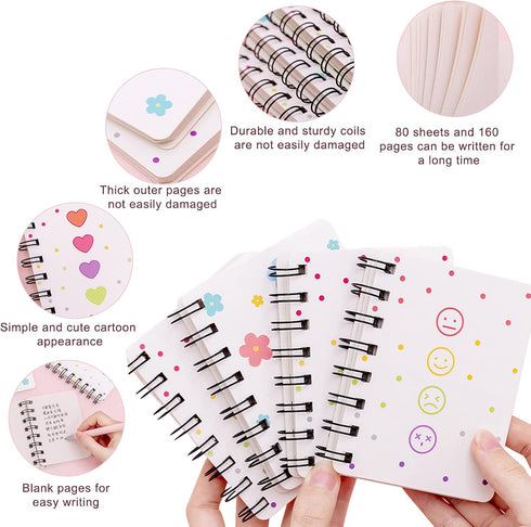 Small Spiral Notepad Cute Notebook, 8 Pack Kawaii Journals for Study and Notes Blank Page Fun Mini Scratch Pads, Back to School Supplies for Gifts...