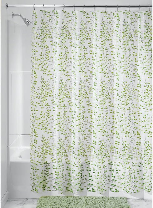 iDesign Vine Waterproof PEVA Bathroom Shower Curtain - 72" x 72", Green/White...
