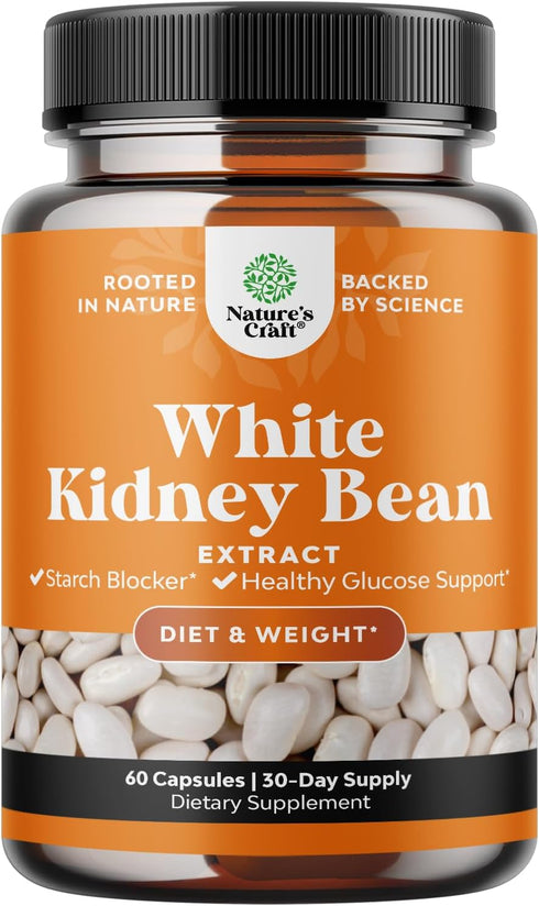 Natural White Kidney Bean Extract - White Kidney Bean Energy Booster AMPK Activator and Antioxidant Capsules - Digestive Health Dietary Fiber Supp...
