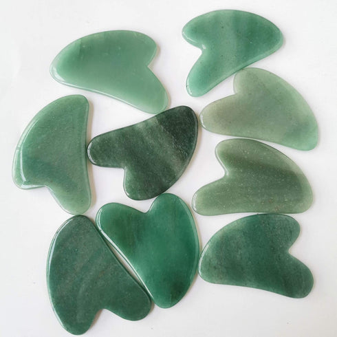Gua Sha Crystal Jade Stone Board for Skincare, Scraping Face Back Massage Relax Therapy Trigger Point Treatment(Green Aventurine)...