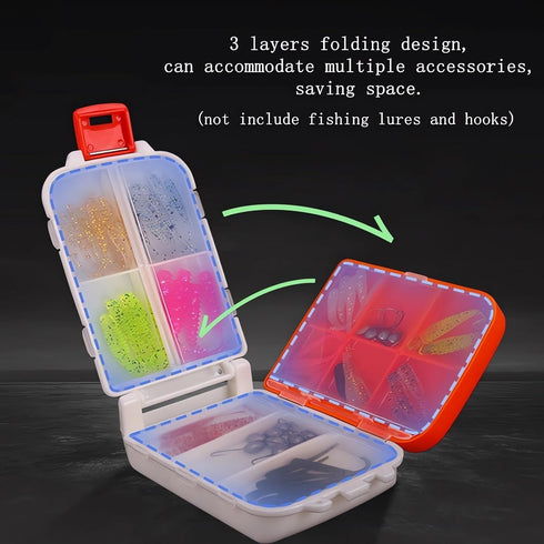 Fishing Tackle Box, 3 Layers Portable Fishing Lure Box Handheld Terminal Tackle Trays Plastic Storage Organizer with Dividers, Foldable Fishing Ji...