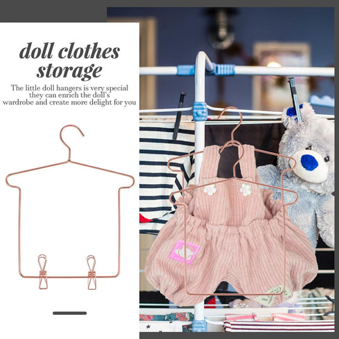 5 Sets Doll Hanger Clothes Hanger Accessories Little Hangers Mini Hangers Coat Hanger Dress Outfit Girl Dolls Doll Stands for 18 Inch Dolls Iron B...