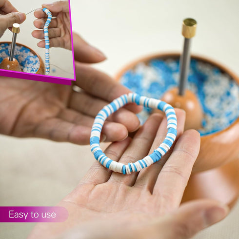 ORNUNIQ Clay Bead Spinner, Jewelry Making Tool with 1500 Clay Beads and 2 Big Eyed Beaded Needles, Ideal for Clay Beads Jewelry Making...