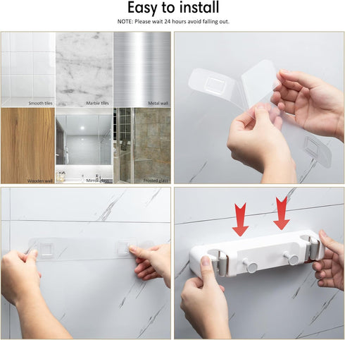 Broom Holder, Broom Hanger Mop Holder Storage Rack Organizer Wall Hanging Wall Mount with Utility Hooks for Home, Bathroom, Garden, Kitchen, Garag...