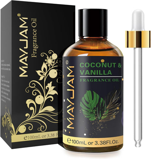 100ML/3.38FL.OZ Coconut & Vanilla Fragrance Oils with Glass Dropper, Essential Oils for Diffusers for Home, Long Lasting Scented Oils for Diffuser...