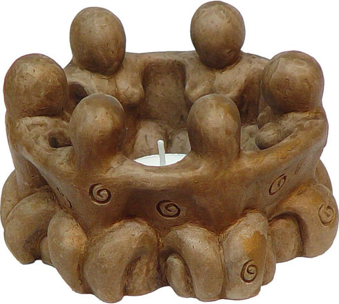 New Age Source The Gypsum Cement T-Light Holder Circle of Goddesses...