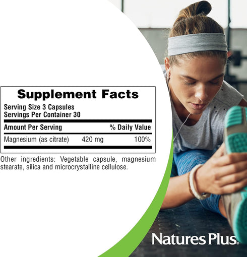 NaturesPlus Kalmassure Magnesium - 400 mg, 90 Vegan Capsules - Natural Stress Relief Supplement, Supports Nerve and Muscle Relaxation - Vegetarian...